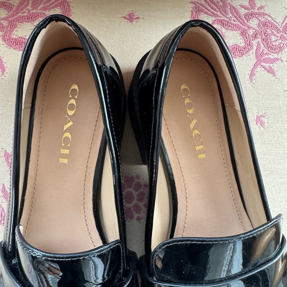 Coach Black Patent Leather Leah Loafers - Picture 3 of 5